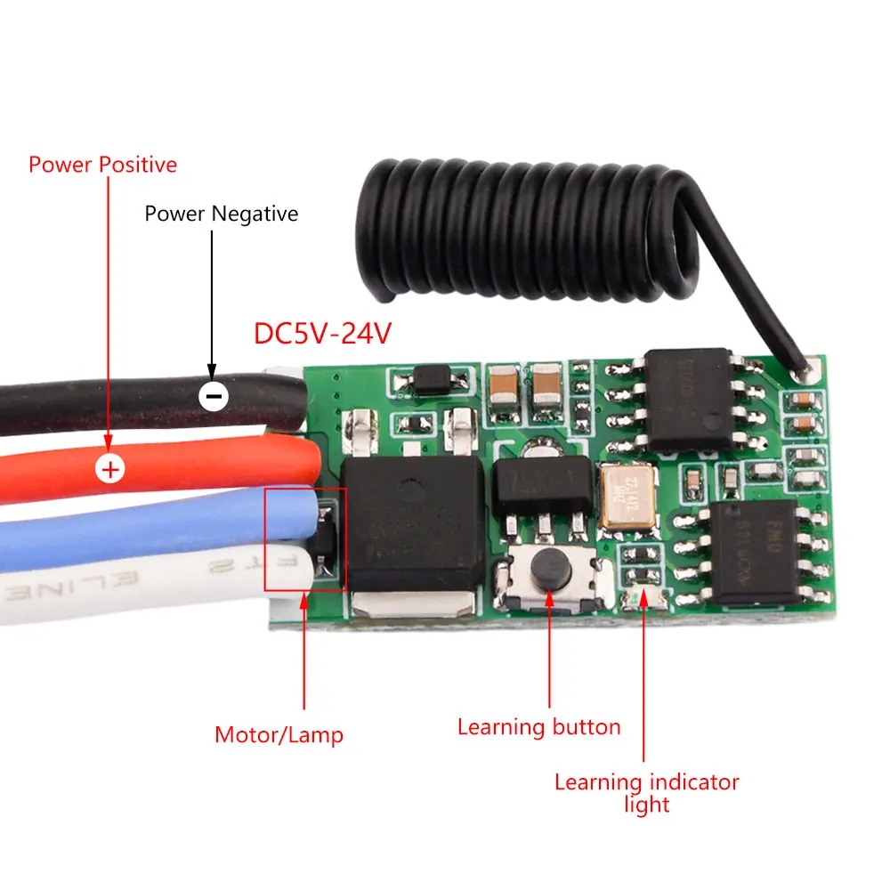 Ir Remote Module - DC 3.7V-24V 433MHz มินิไร้สาย RF รีโมทคอนโทรลสวิตช์โมดูลรับสัญญาณสำหรับไฟ