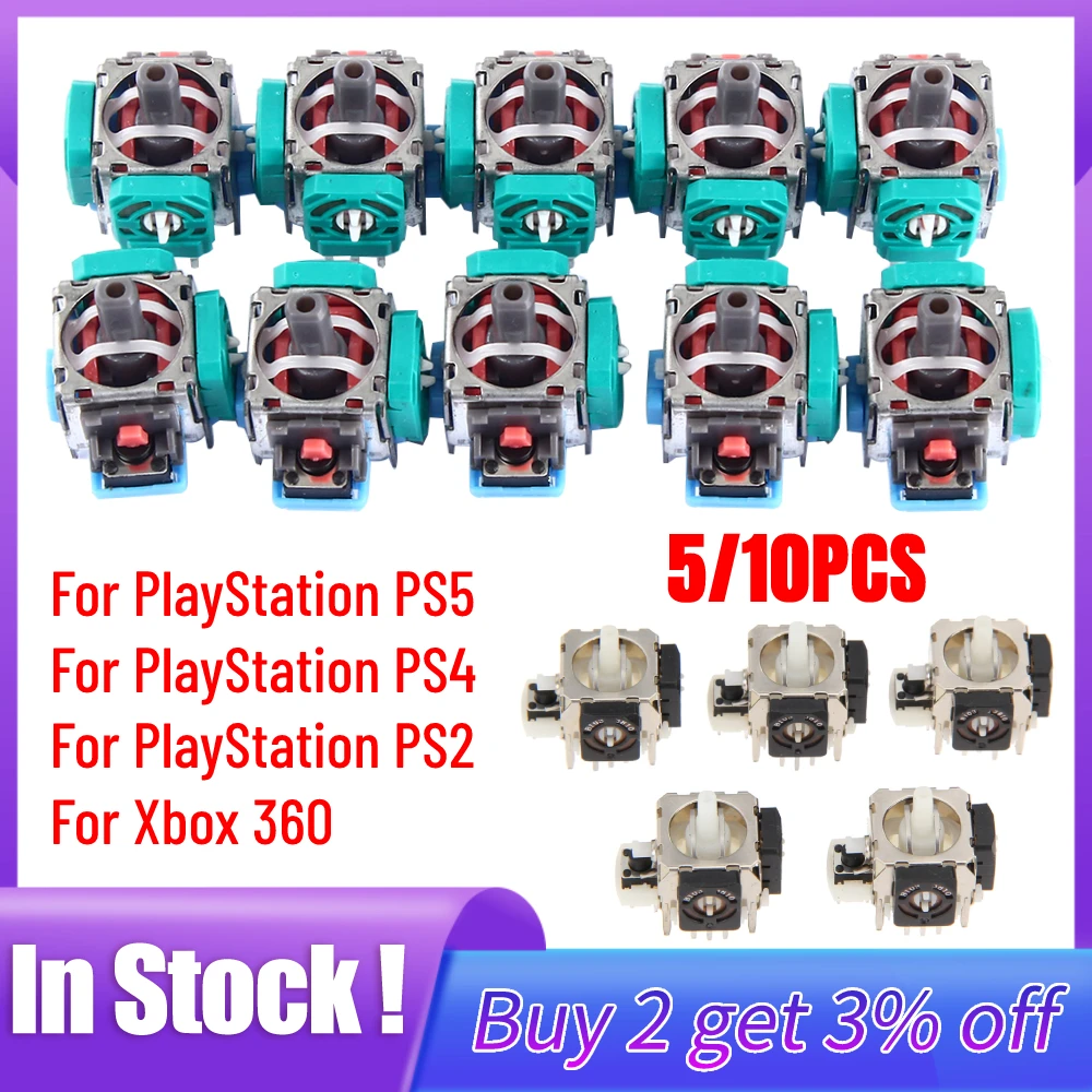 Joystick Module - 10/5ชิ้น3D จอยสติ๊กแบบแอนะล็อกเซ็นเซอร์โมดูลโพเทนชิออมิเตอร์ทัมป์สติ๊กสำหรับ PS5 Playstation PS4 PS2