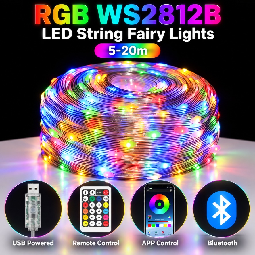 ไฟประดับ LED แบบสาย 5-20 เมตร  - Ws2812B บทวิจารณ์และราคา