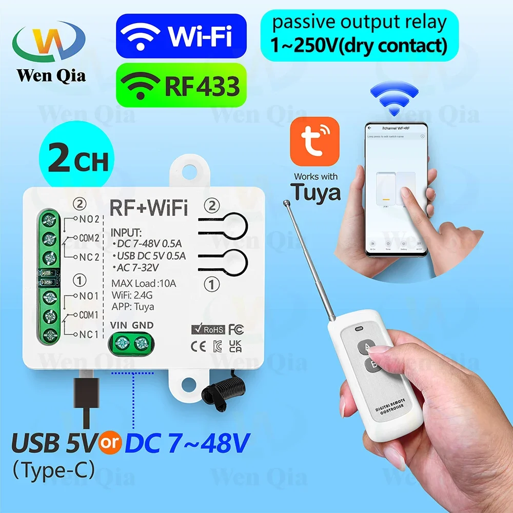 2CH สวิตช์ไฟสมาร์ท Tuya, WiFi  - Ir Remote Module บทวิจารณ์และราคา